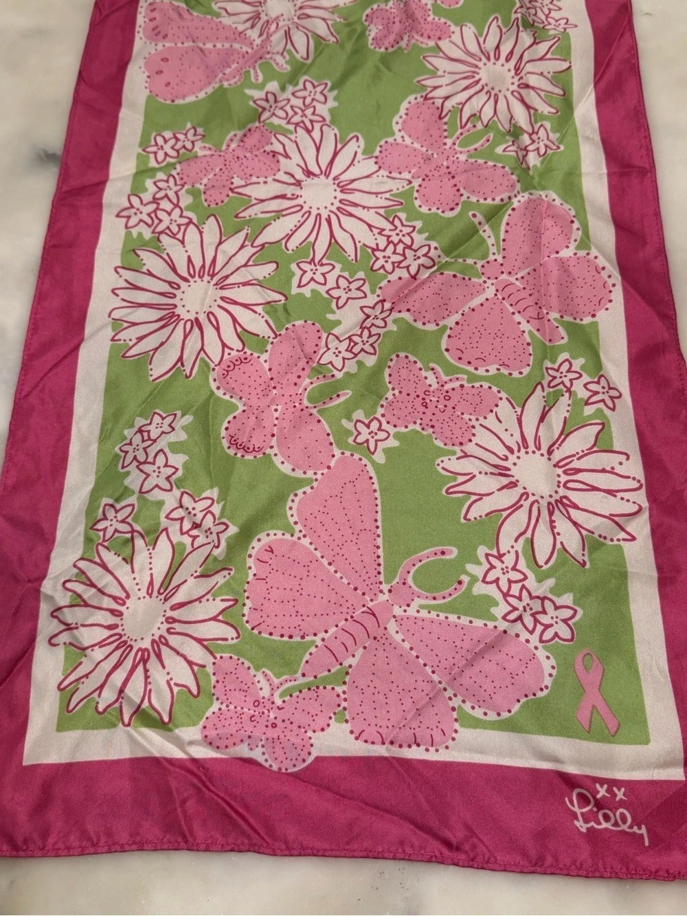 Lilly Pulitzer Floral Pink & Green Scarf